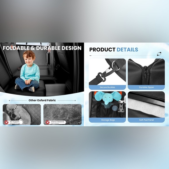 🐾 Premium PU Leather Dog Seat Extender/Cover | Waterproof Travel Protector - Picture 4 of 6